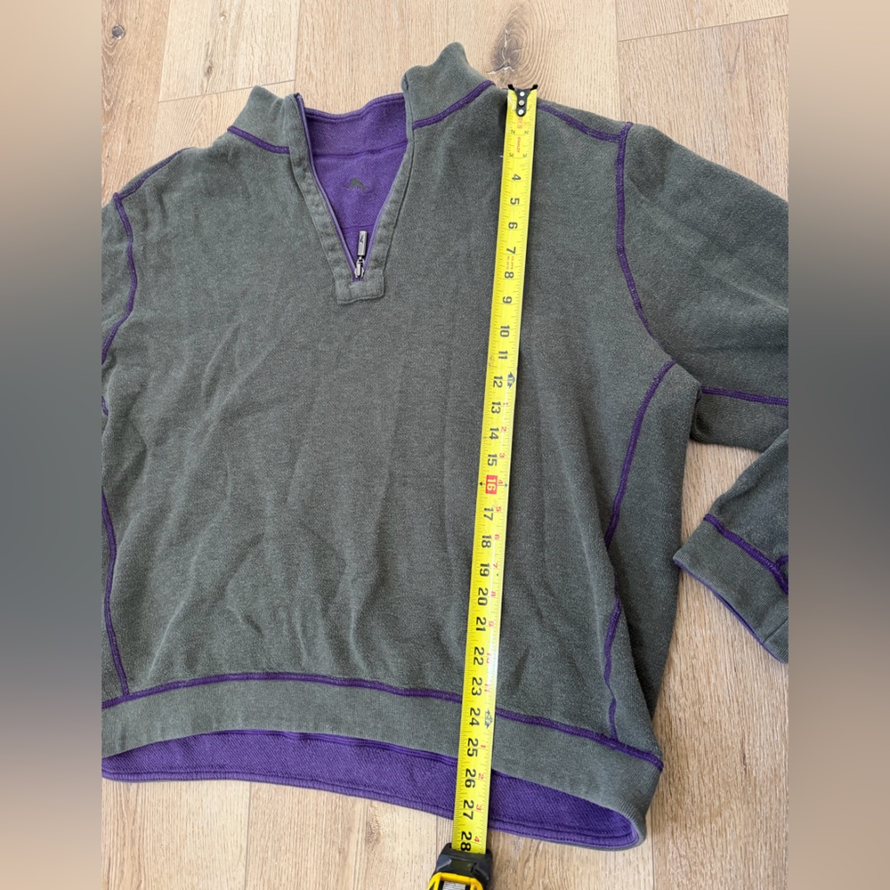 Tommy Bahama Reversible Purple and Gray 1/4 Zip Pullover - Picture 8 of 9